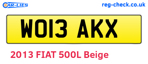 WO13AKX are the vehicle registration plates.