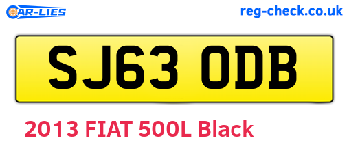 SJ63ODB are the vehicle registration plates.