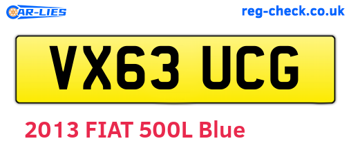 VX63UCG are the vehicle registration plates.