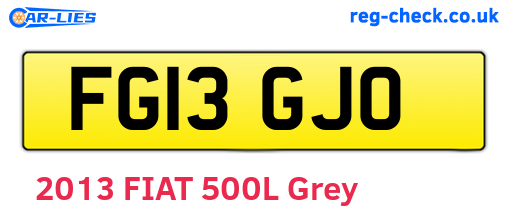 FG13GJO are the vehicle registration plates.
