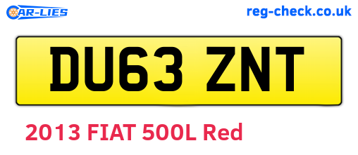 DU63ZNT are the vehicle registration plates.