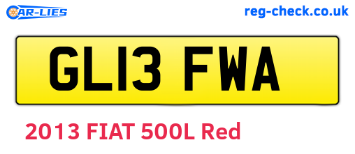 GL13FWA are the vehicle registration plates.
