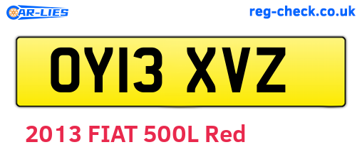 OY13XVZ are the vehicle registration plates.