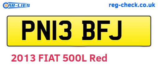 PN13BFJ are the vehicle registration plates.