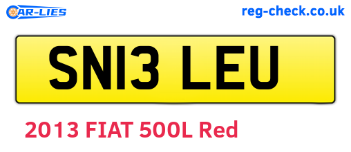 SN13LEU are the vehicle registration plates.