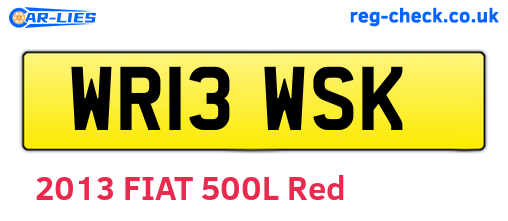 WR13WSK are the vehicle registration plates.
