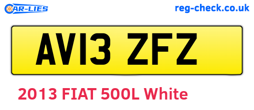 AV13ZFZ are the vehicle registration plates.