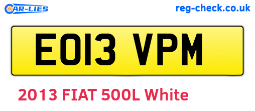 EO13VPM are the vehicle registration plates.