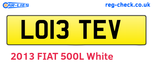 LO13TEV are the vehicle registration plates.