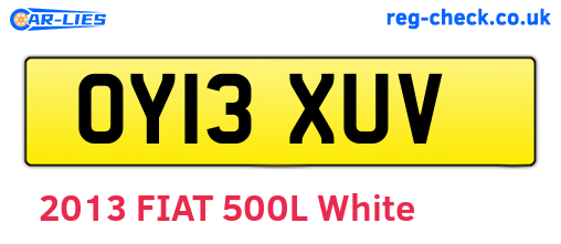 OY13XUV are the vehicle registration plates.
