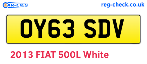 OY63SDV are the vehicle registration plates.