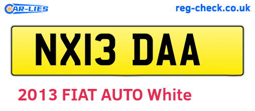 NX13DAA are the vehicle registration plates.