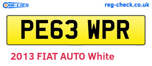 PE63WPR are the vehicle registration plates.