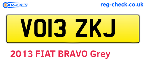 VO13ZKJ are the vehicle registration plates.