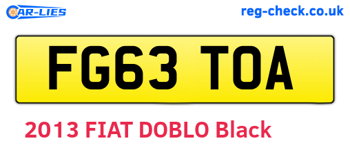 FG63TOA are the vehicle registration plates.