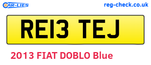 RE13TEJ are the vehicle registration plates.