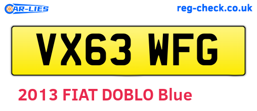 VX63WFG are the vehicle registration plates.
