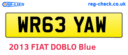 WR63YAW are the vehicle registration plates.