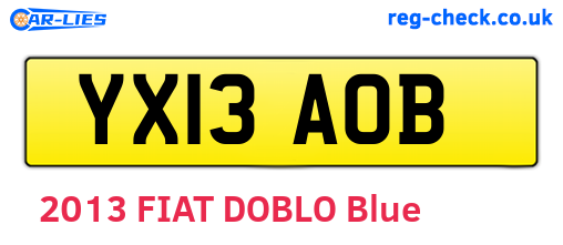 YX13AOB are the vehicle registration plates.