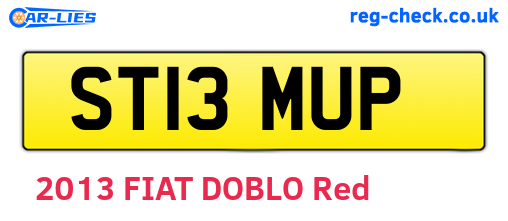ST13MUP are the vehicle registration plates.