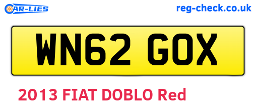 WN62GOX are the vehicle registration plates.
