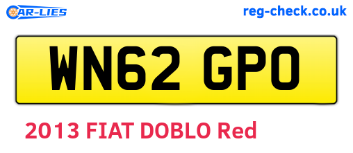 WN62GPO are the vehicle registration plates.