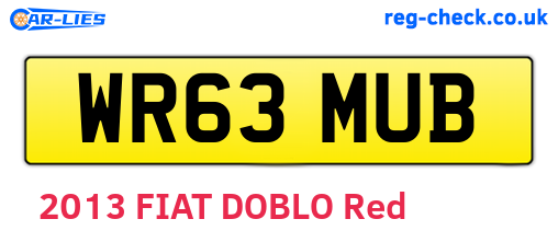 WR63MUB are the vehicle registration plates.