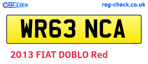 WR63NCA are the vehicle registration plates.