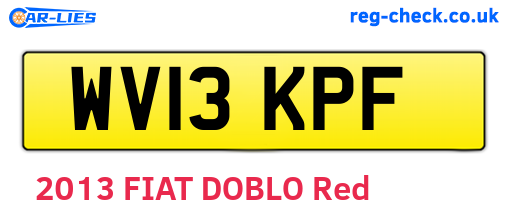 WV13KPF are the vehicle registration plates.