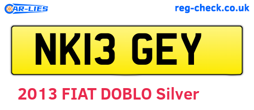 NK13GEY are the vehicle registration plates.