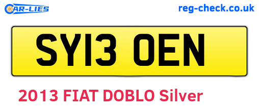 SY13OEN are the vehicle registration plates.