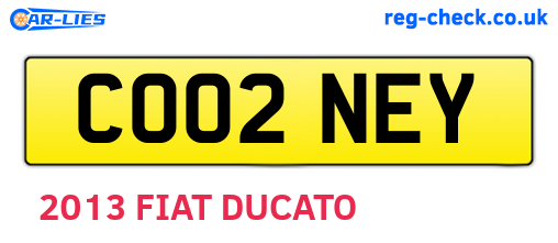 CO02NEY are the vehicle registration plates.