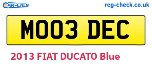 MO03DEC are the vehicle registration plates.