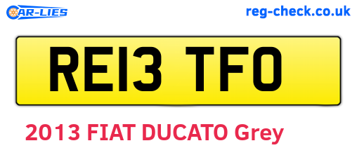 RE13TFO are the vehicle registration plates.