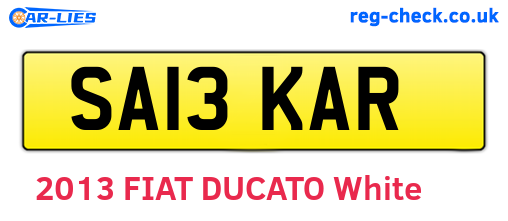 SA13KAR are the vehicle registration plates.