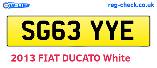 SG63YYE are the vehicle registration plates.