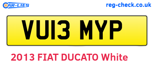 VU13MYP are the vehicle registration plates.