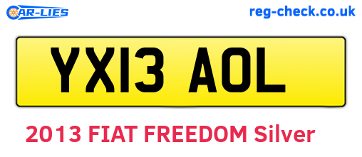 YX13AOL are the vehicle registration plates.