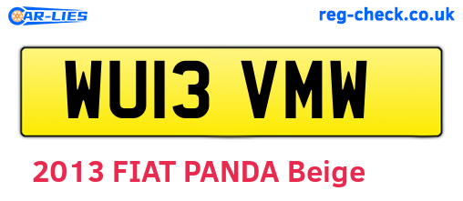 WU13VMW are the vehicle registration plates.