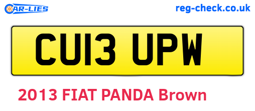 CU13UPW are the vehicle registration plates.