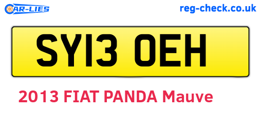 SY13OEH are the vehicle registration plates.