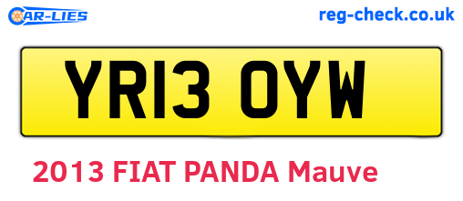 YR13OYW are the vehicle registration plates.