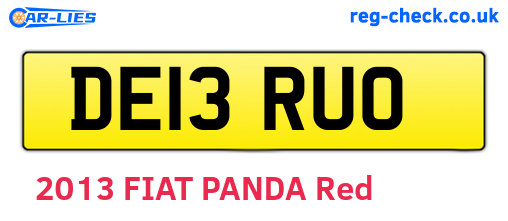 DE13RUO are the vehicle registration plates.
