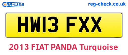 HW13FXX are the vehicle registration plates.