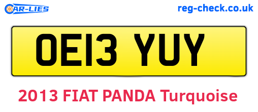 OE13YUY are the vehicle registration plates.