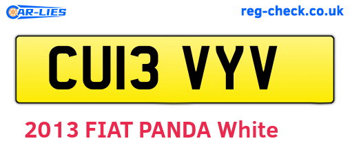 CU13VYV are the vehicle registration plates.
