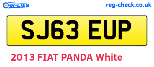 SJ63EUP are the vehicle registration plates.