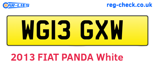 WG13GXW are the vehicle registration plates.