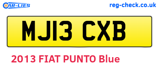 MJ13CXB are the vehicle registration plates.