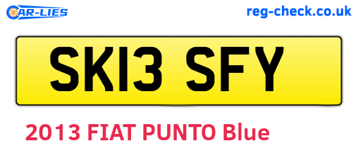 SK13SFY are the vehicle registration plates.